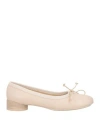 Mm6 Maison Margiela Woman Ballet Flats Beige Size 8 Leather, Textile Fibers
