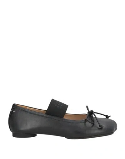 MM6 MAISON MARGIELA MM6 MAISON MARGIELA WOMAN BALLET FLATS BLACK SIZE 6 LEATHER
