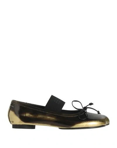 Mm6 Maison Margiela Woman Ballet Flats Bronze Size 5.5 Leather In Gold