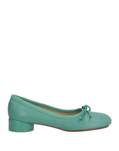 Mm6 Maison Margiela Woman Ballet Flats Emerald Green Size 11 Soft Leather