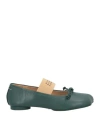 Mm6 Maison Margiela Anatomic Numbers-motif Leather Ballerinas In Green