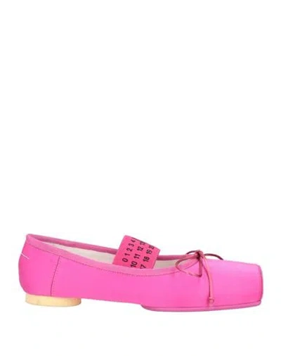 Mm6 Maison Margiela Woman Ballet Flats Fuchsia Size 8.5 Textile Fibers In Pink