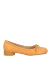 Mm6 Maison Margiela Woman Ballet Flats Ocher Size 8 Leather In Yellow