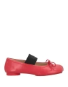 Mm6 Maison Margiela Woman Ballet Flats Red Size 8 Leather