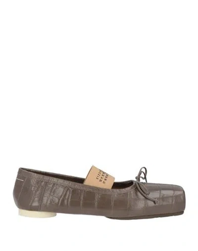 Mm6 Maison Margiela Woman Ballet Flats Taupe Size 6 Leather In Brown