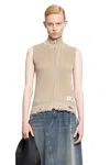 Mm6 Maison Margiela Mm6 By Maison Margiela High Collar Knitted Vest In Beige