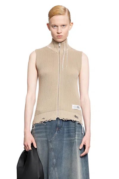 MM6 MAISON MARGIELA DISTRESSED COTTON KNIT GILET