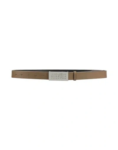 Mm6 Maison Margiela Woman Belt Khaki Size Onesize Cow Leather In Sand