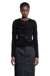 Mm6 Maison Margiela Black Slashed Gauge 14 Crewneck Sweater In Black