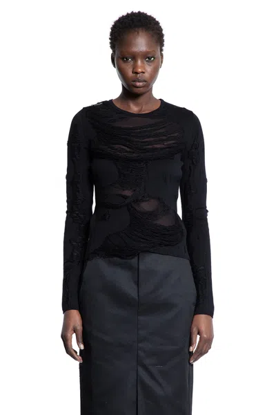 MM6 MAISON MARGIELA SHREDDED COTTON AND TULLE TOP