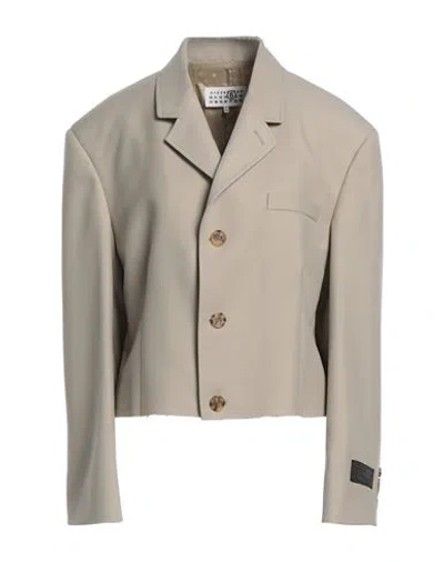 Mm6 Maison Margiela Woman Blazer Beige Size L Polyester, Wool