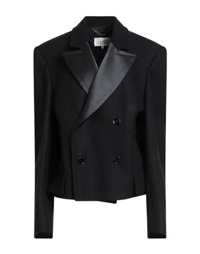 Mm6 Maison Margiela Woman Blazer Black Size 4 Wool, Polyamide, Polyester
