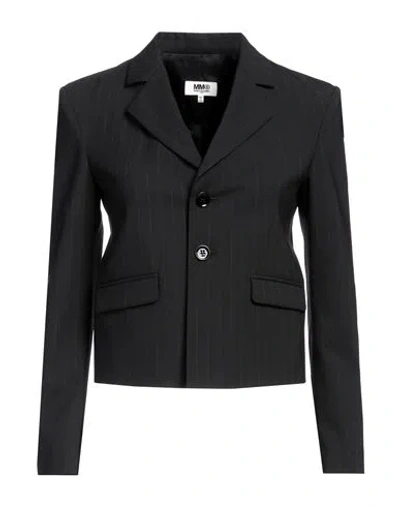 Mm6 Maison Margiela Woman Blazer Black Size 6 Cotton, Elastane