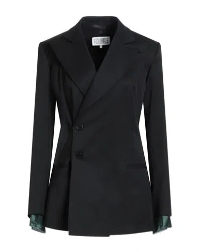 Mm6 Maison Margiela Woman Blazer Black Size 6 Polyester, Virgin Wool, Elastane
