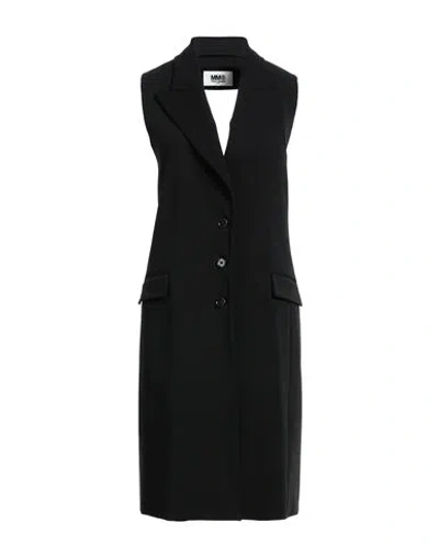Mm6 Maison Margiela Woman Overcoat Black Size 4 Polyester, Viscose, Elastane