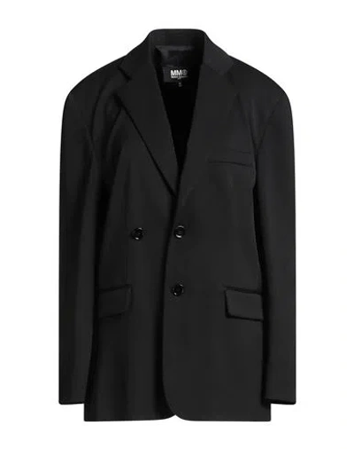 Mm6 Maison Margiela Woman Blazer Black Size 8 Polyester, Virgin Wool, Elastane