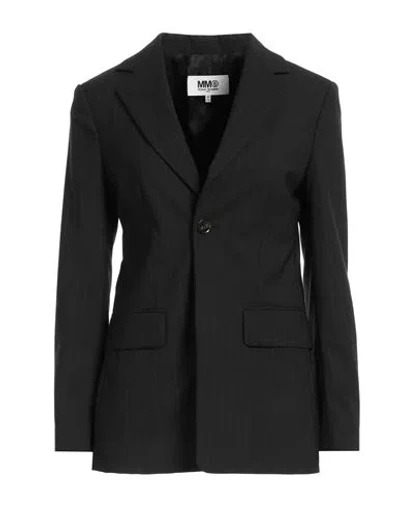 Mm6 Maison Margiela Woman Blazer Black Size 4 Polyester, Virgin Wool, Elastane