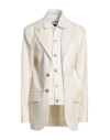 Mm6 Maison Margiela Woman Blazer Cream Size 6 Polyester, Virgin Wool, Elastane, Cotton In White
