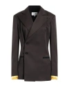 Mm6 Maison Margiela Woman Blazer Dark Brown Size 8 Polyester, Virgin Wool, Elastane