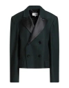 Mm6 Maison Margiela Woman Blazer Dark Green Size 4 Wool, Polyamide, Polyester