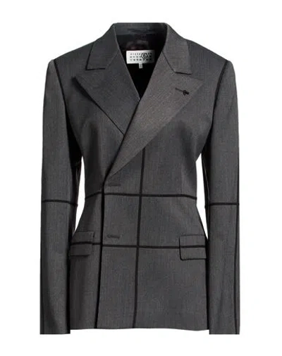 Mm6 Maison Margiela Woman Blazer Grey Size 8 Polyester, Virgin Wool, Elastane