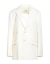 Mm6 Maison Margiela Woman Blazer Ivory Size 6 Polyester, Virgin Wool, Elastane, Cotton In White