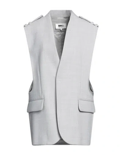 Mm6 Maison Margiela Woman Blazer Light Grey Size 6 Polyester, Virgin Wool, Elastane
