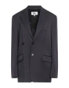 Mm6 Maison Margiela Collared Button-up Jacket In Navy Blue