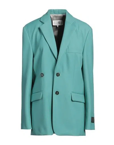 Mm6 Maison Margiela Woman Blazer Turquoise Size 6 Polyester, Wool In Blue