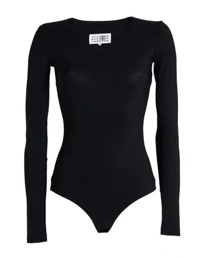 Mm6 Maison Margiela Woman Bodysuit Black Size L Polyamide, Elastane