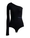 Mm6 Maison Margiela One-shoulder Black Bodysuit In Black