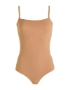 Mm6 Maison Margiela Woman Bodysuit Camel Size L Polyamide, Elastane In Beige