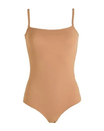 Mm6 Maison Margiela Woman Bodysuit Camel Size L Polyamide, Elastane In Beige