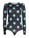 Mm6 Maison Margiela Woman Bodysuit Charcoal Size M Polyamide, Elastane In Black