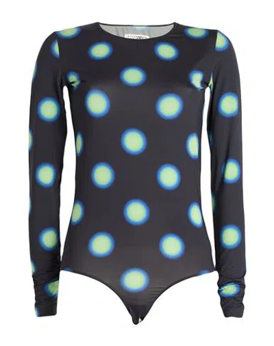 Mm6 Maison Margiela Woman Bodysuit Charcoal Size M Polyamide, Elastane In Black