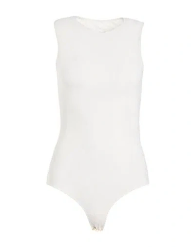Mm6 Maison Margiela Woman Bodysuit Ivory Size L Polyamide, Elastane In White