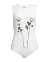 Mm6 Maison Margiela Woman Bodysuit Ivory Size Xl Polyamide, Elastane In White