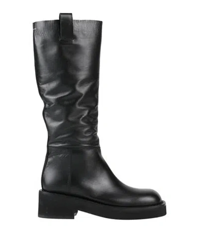 Mm6 Maison Margiela Woman Boot Black Size 8 Leather