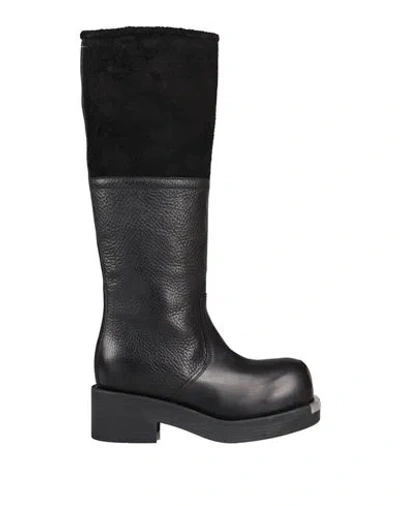 Mm6 Maison Margiela Woman Boot Black Size 8 Leather