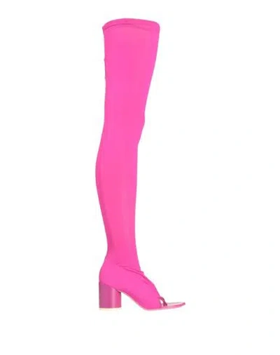 Mm6 Maison Margiela Woman Boot Fuchsia Size 10 Textile Fibers In Pink