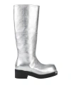 Mm6 Maison Margiela Woman Boot Silver Size 7 Leather In Silver