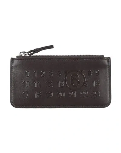 Mm6 Maison Margiela Woman Cardholder Dark Brown Size - Cow Leather