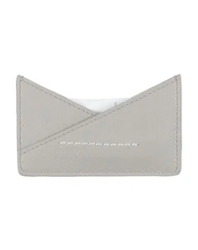 Mm6 Maison Margiela Woman Cardholder Grey Size - Cow Leather, Brass In Gray