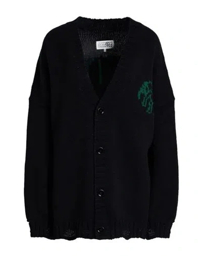 Mm6 Maison Margiela Woman Cardigan Black Size L Virgin Wool