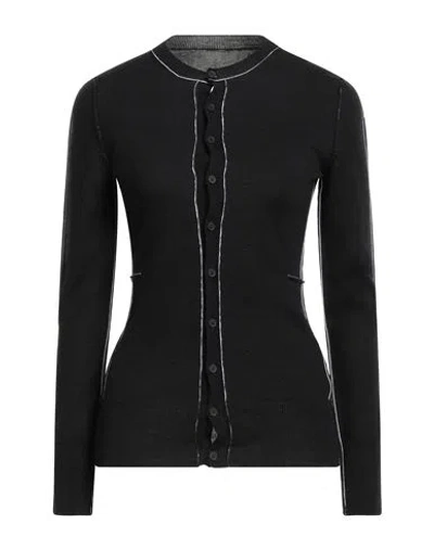 Mm6 Maison Margiela Woman Cardigan Black Size L Virgin Wool, Acrylic