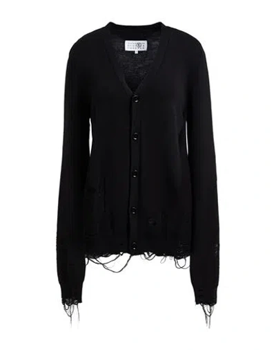 Mm6 Maison Margiela Woman Cardigan Black Size Xl Acrylic, Virgin Wool
