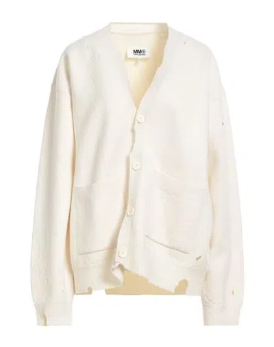 Mm6 Maison Margiela Woman Cardigan Ivory Size S Wool In White