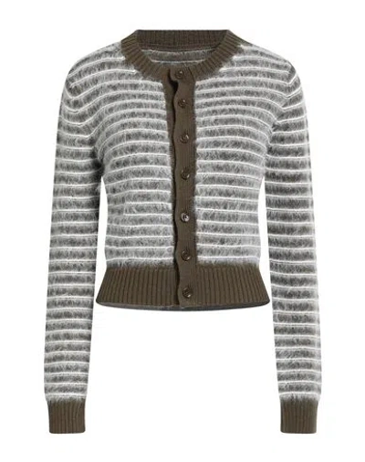 Mm6 Maison Margiela Woman Cardigan Military Green Size L Acrylic, Virgin Wool, Polyamide