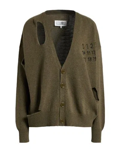Mm6 Maison Margiela Woman Cardigan Military Green Size M Wool, Polyamide In Black