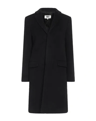 Mm6 Maison Margiela Woman Coat Black Size 10 Virgin Wool, Mohair Wool, Polyamide